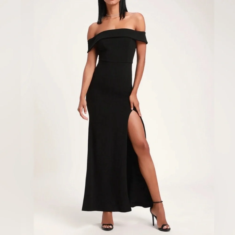 Lulu’s Enchanting Romantic Black Off-the-Shoulder Maxi Dress - Picture 3 of 15